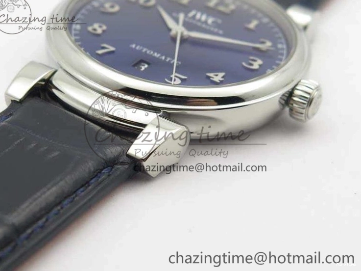 MIROTIME 0714 MoistureWicking Da Vinci IW356601 SS MKF 1:1 Best Edition Blue Dial On Black Leather Strap A 7233
